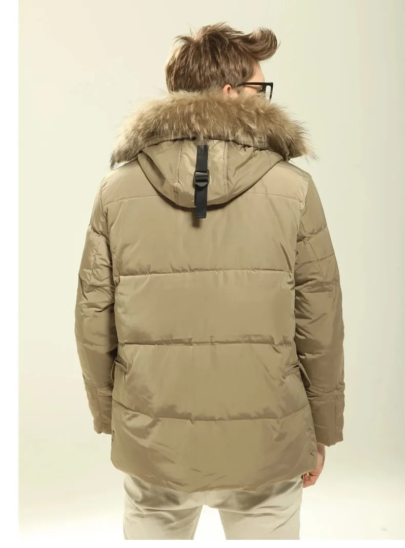 Повседневное зимнее пальто с капюшоном мужская Толстая теплая непродуваемая куртка мужская зимняя хорошего качества с большим меховым воротником пуховик