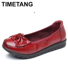 Timetang-демисезонные удобные балетки на плоской подошве женские балетки из натуральной кожи с мелким бантом, на мягкой подошве, без застежки, женская обувь на плоской подошве