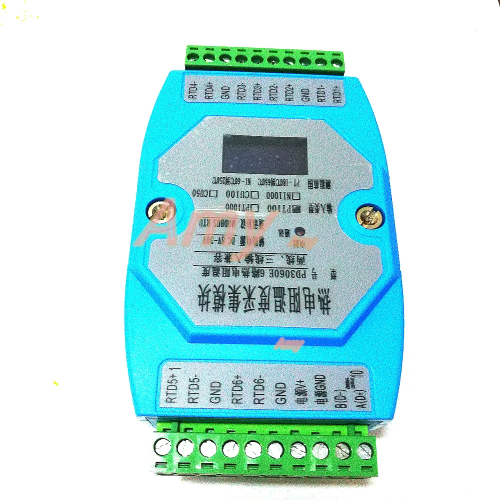

6 way PT100 PT1000 temperature acquisition module, temperature transmitter MODBUS, RTU
