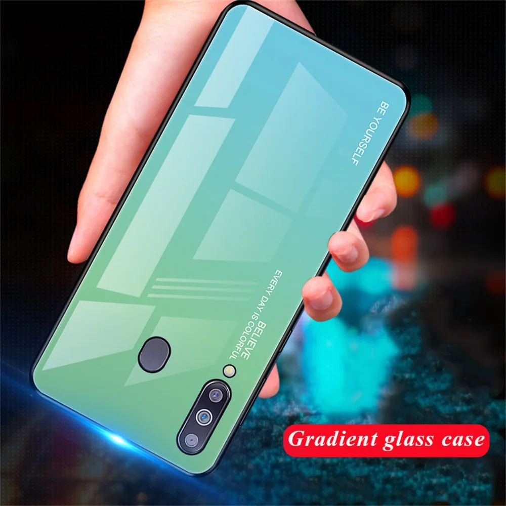 Gradient Case For Samsung Galaxy A70 A50 A40 A60 A10 A20 A30 A20E M10 M20 M30 M40 A6 A7 A8 Plus A9 Tempered Glass Cases