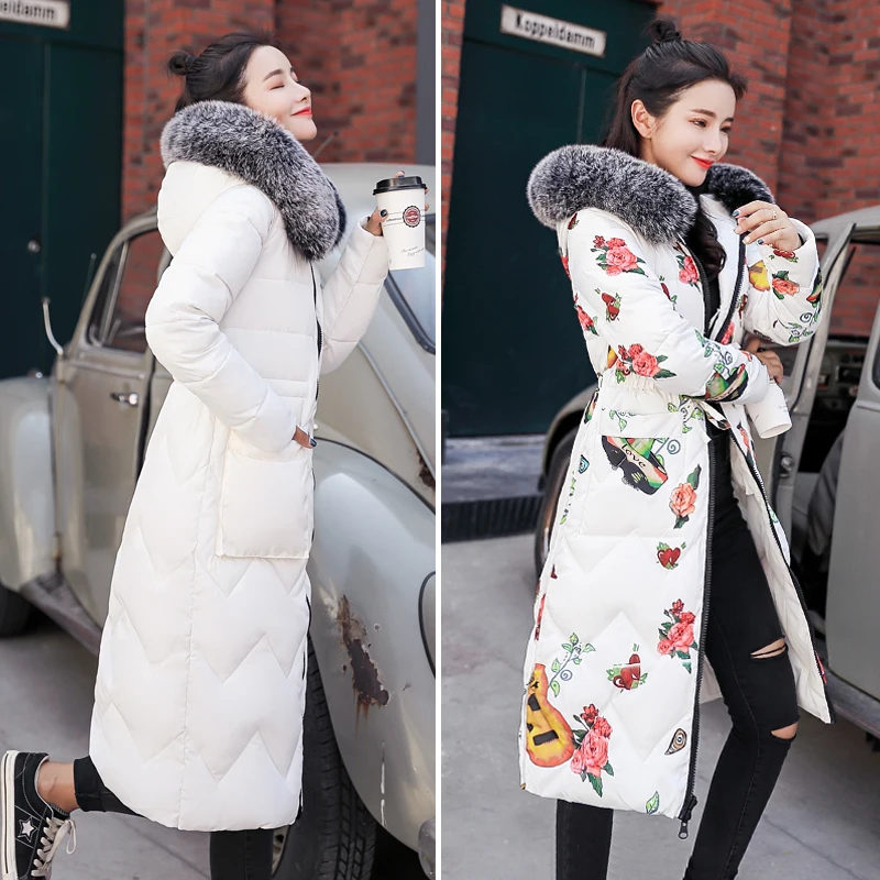 Высококачественная женская зимняя куртка с двойным двухсторонним принтом, Женская куртка с хлопковой подкладкой, теплая тонкая женская парка