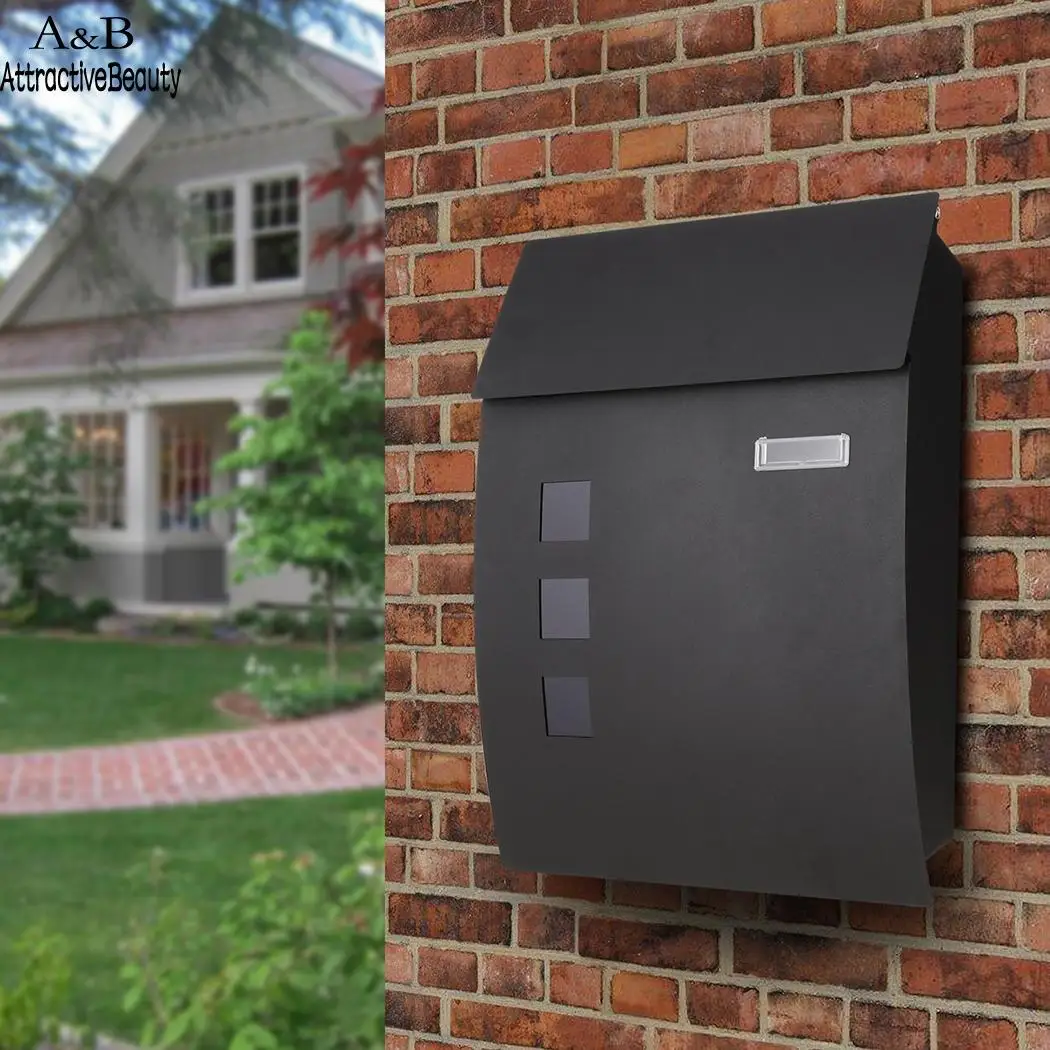 

Wall Outside Mounted Lockable Iron Letterbox Mail Box Postbox