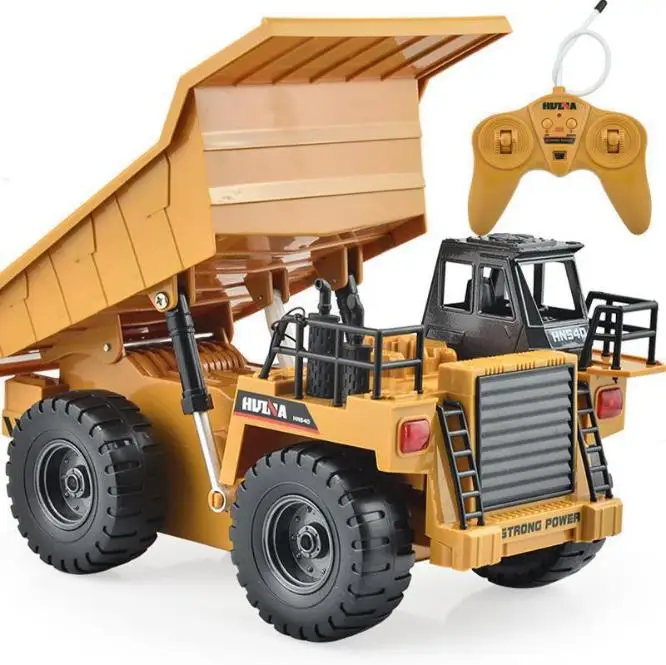 

[Best] Multifunction 2.4GHz 6CH RC Truck car Light and Music Remote Control Metal Dump Truck 4 Wheel Realistic Machine toy gift