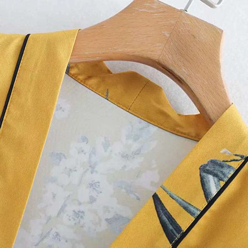 Vintage Chic Floral Print Bow Tie Sashes Kimono Women 2019 Fashion V Neck Long Sleeve Ladies Blouses Shirts Casual Blusas Mujer