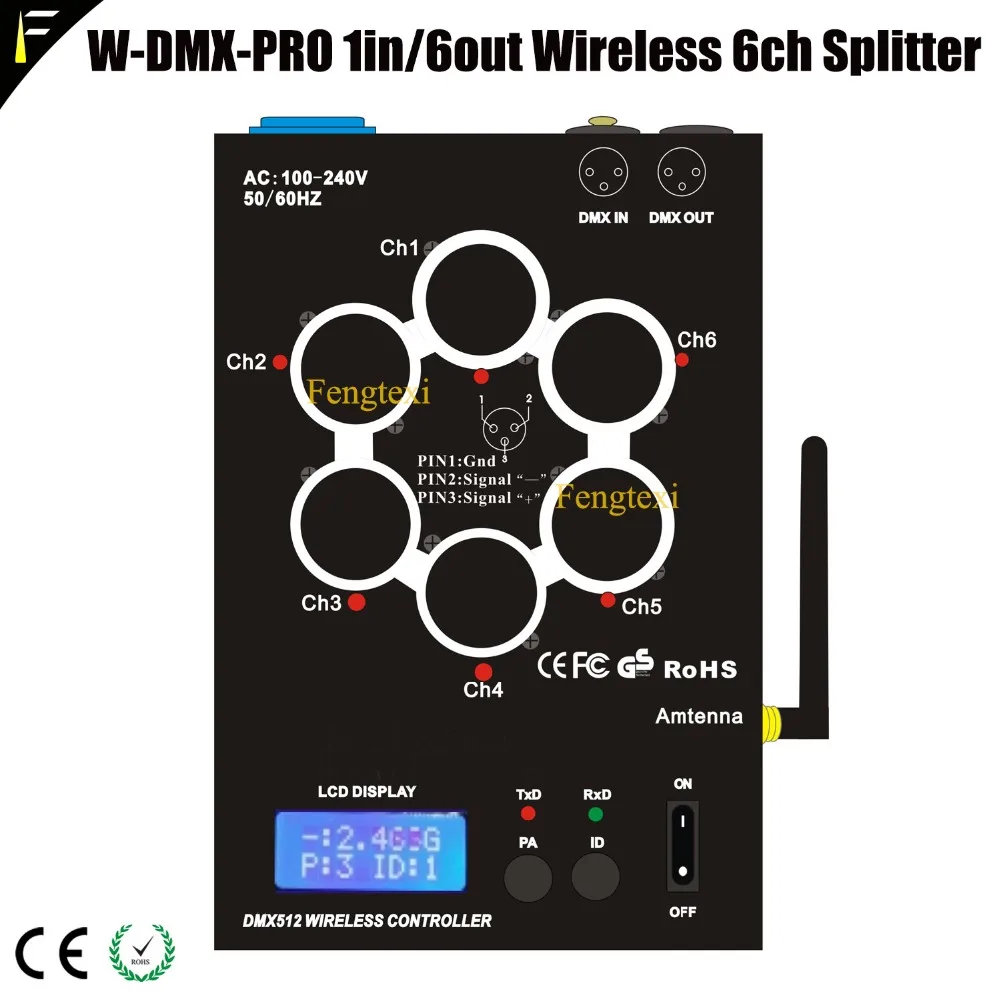 Сценическое освещение беспроводной 6 DMX512 сплиттер 2 4G 1 вход выходных сигналов