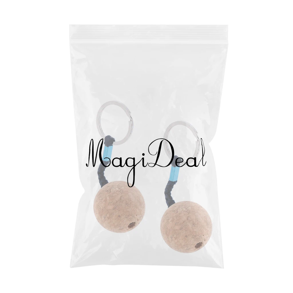 2 Pieces Boat Marine Kayak Canoe Key Float / Floating Keyring Key Ring / Floatable Keychain Key Chain Buoyant Cork Ball - 35mm 
