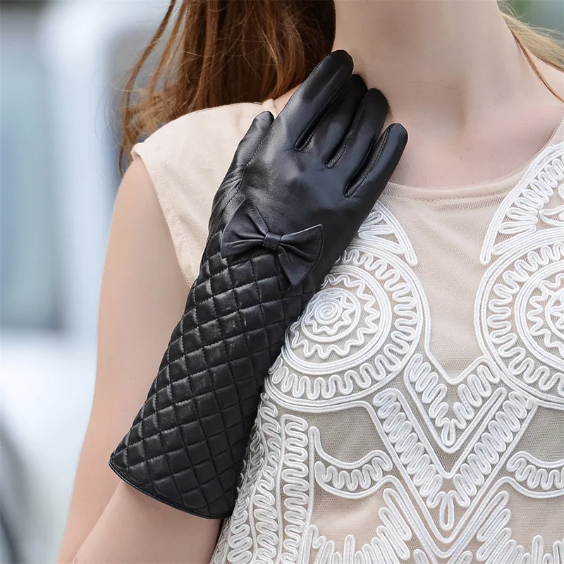 Long Sheepskin Glove Ladies Genuine Leather Glove Over Elbow Length