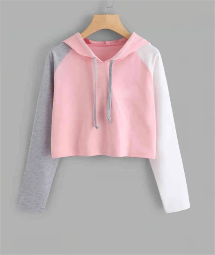 Mr.nut new spring and autumn hooded long sleeve color matching casual wild short Women's sports hoodies Mr.nut new spring and autumn hooded long sleeve color matching casual wild short Women's sports hoodies