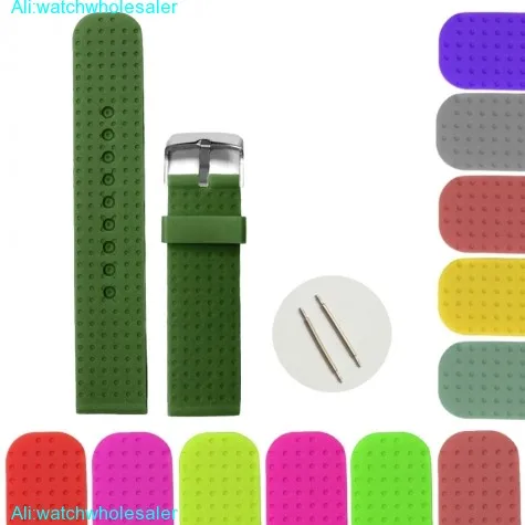 22mm Dark Forest Green Silicone Jelly Rubber Ladies Watch Band Strap WB1074U22JB
