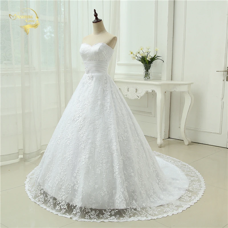 Elegant Backless A Line With Train Lace Wedding Dress