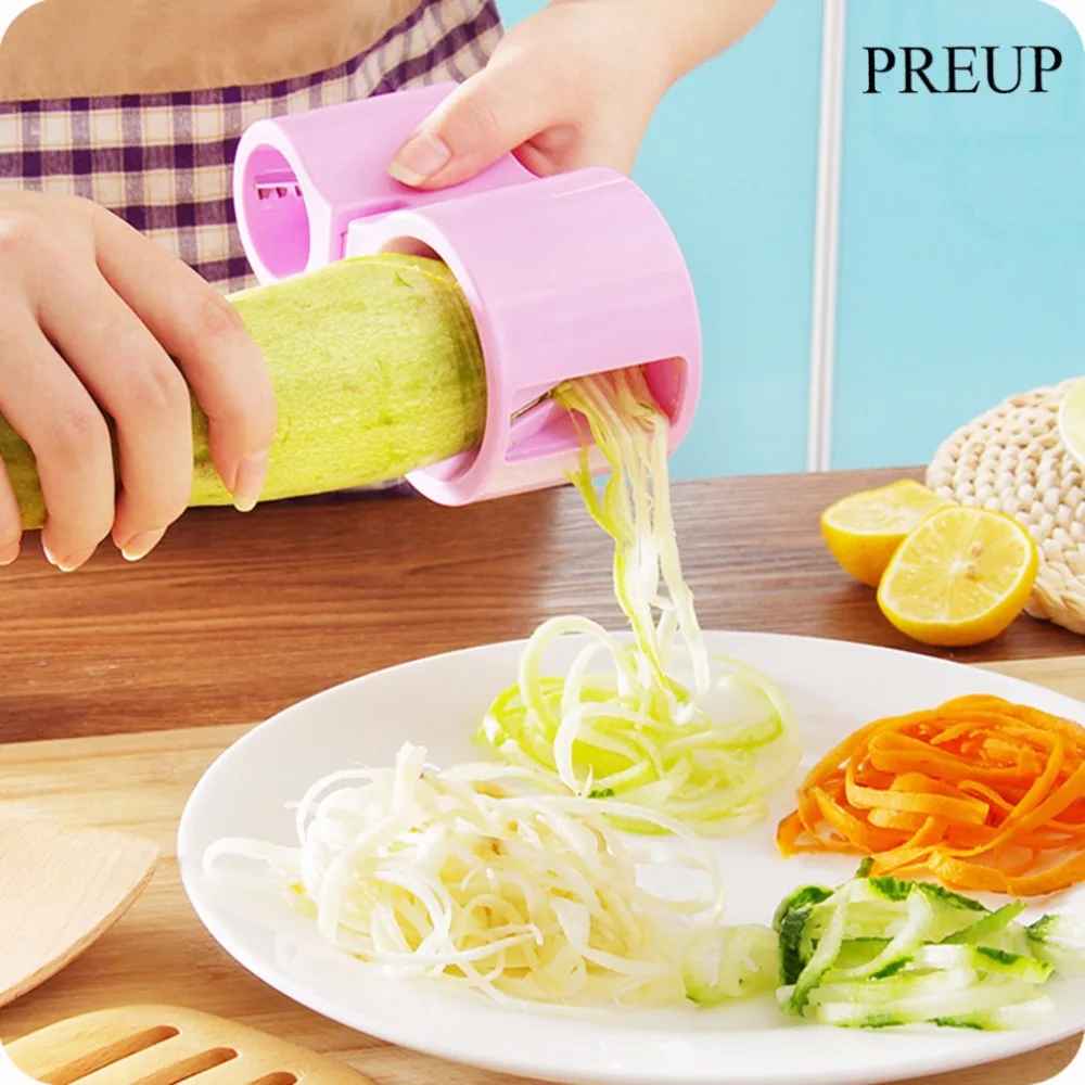

PREUP 4 Colors Vegetable Cutter Kitchen Spiral Slicer Spiralizer Cucumber Slicer Carrot Zucchini Noodle Pasta Spaghetti Graters