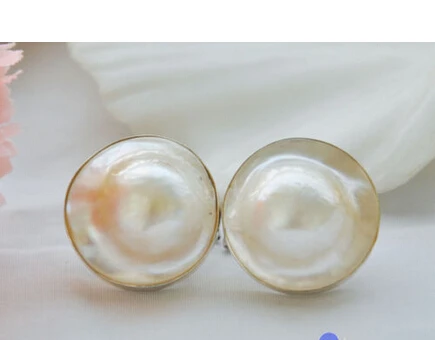 

Free shipping HUGE REAL 20MM WHITE SOUTH SEA MABE PEARL EARRING 925SILVER p3259