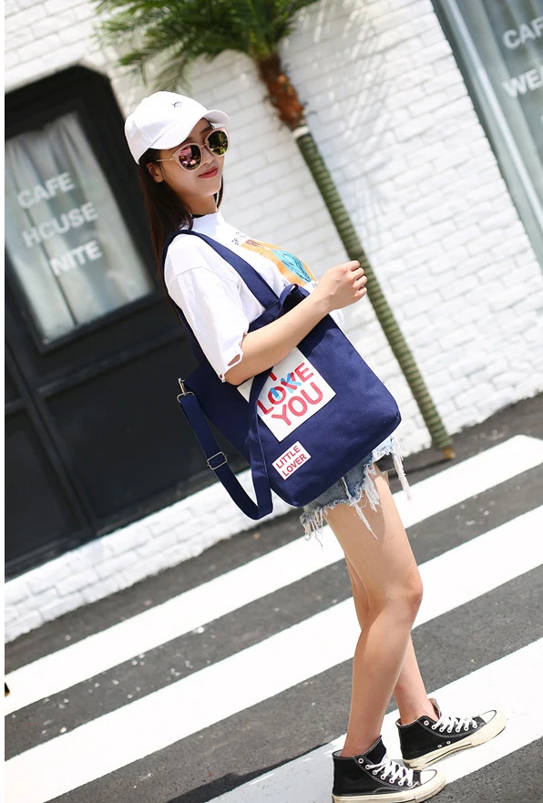 Literature And Art Messenger Bag Japanese Dual Canvas Shoulder Bag Student Korean Harajuku Joker Simple Handbag Shopping Bag01