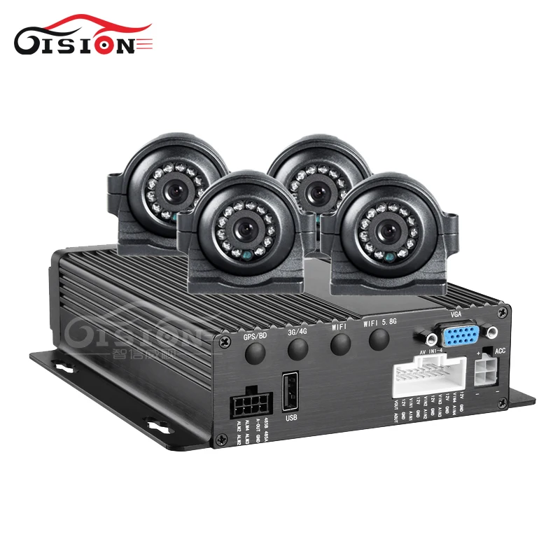 

H.264 Dual SD Car Mobile Dvr Recorder 4Channel Video/Audio Input CCTV Car MDvr+4PCS Side/ Front Metal Camera Kits