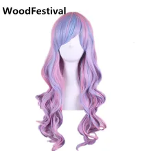 blue pink wig heat resistant synthetic wigs curly long hair mixed color wigs women party multicolour wig 80 cm WoodFestival цена blue pink wig heat resistant synthetic wigs curly long hair mixed color wigs women party multicolour wig 80 cm WoodFestival цены онлайн