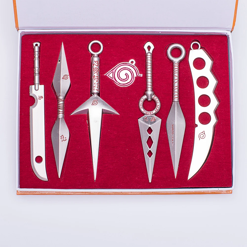 

New Arrival Naruto Weapons Naruto Uzumaki Cosplay Props Costume Accessories Weapon Set 7 Pieces/Set Silver