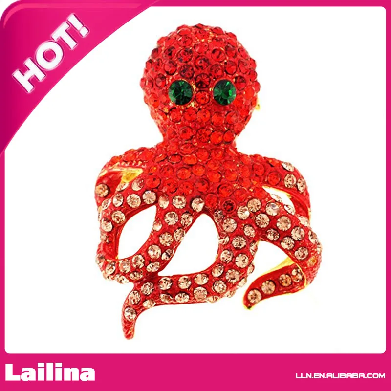 

Red Octopus Crystal Pin Brooch And Pendant