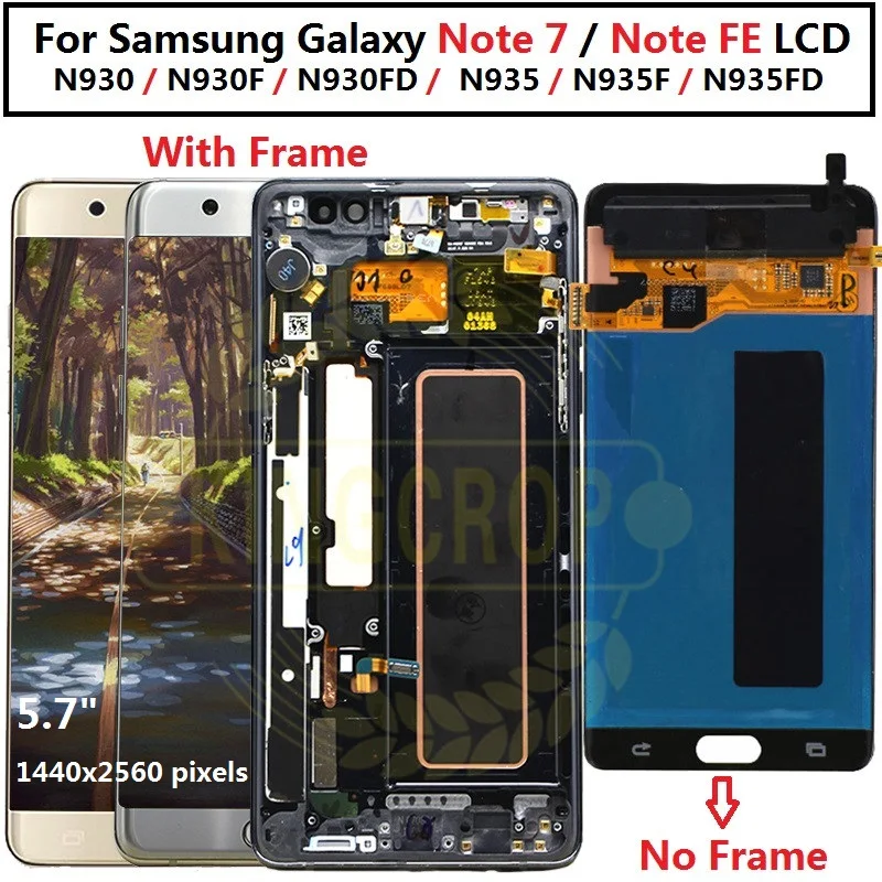 Для samsung Galaxy Note Fan Edition lcd N935FD дисплей сенсорный экран с рамкой дигитайзер для samsung Note FE lcd note 7 N930