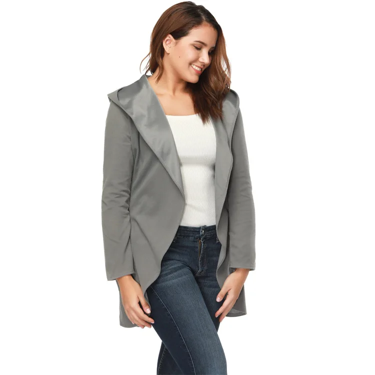 

Autumn Coat Casual Outwear Women Jacket Female Solid Long With Hood Coats For Ladies Autumn Winter Casual Outwear Coat Femme