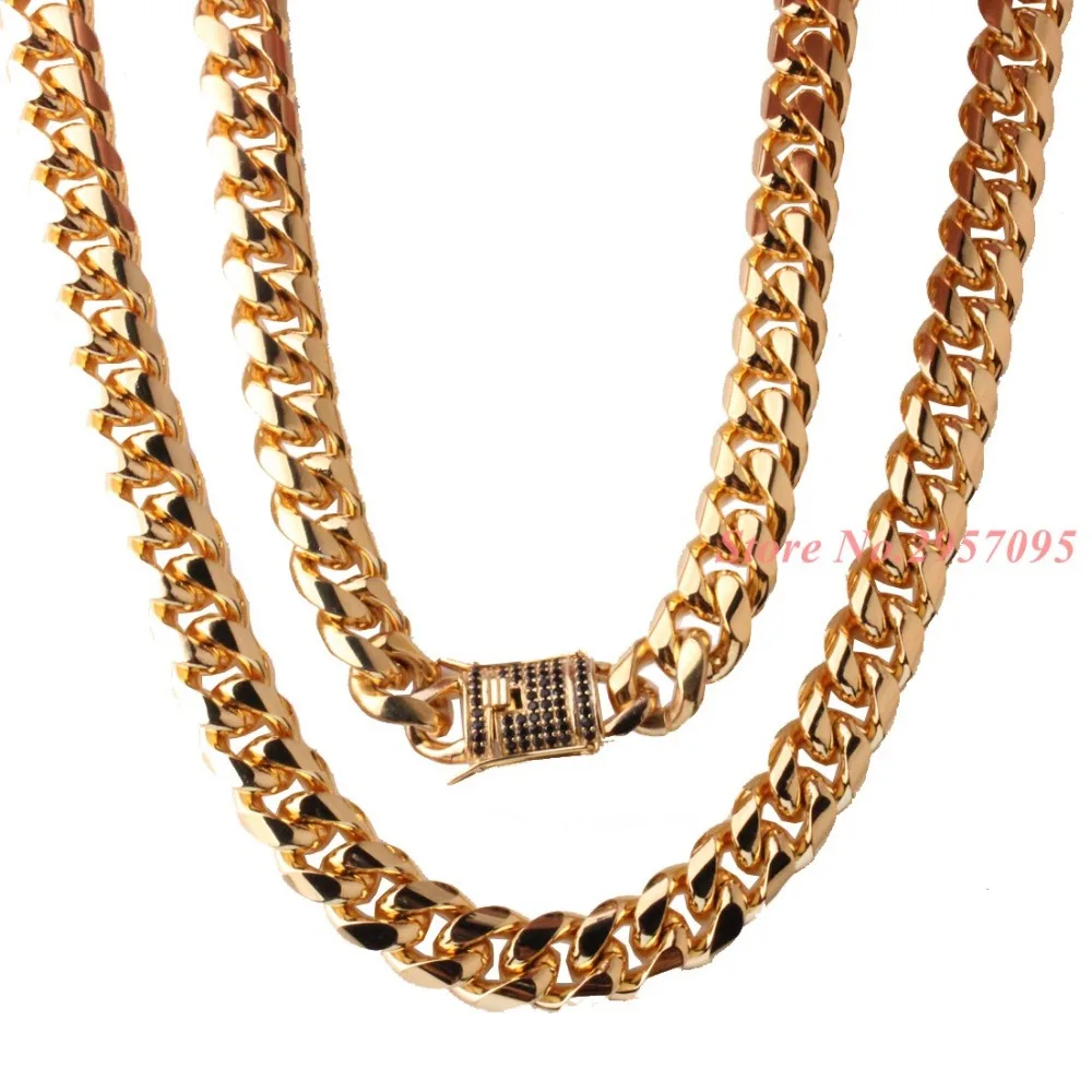 Customize Length Gold Chain For Men Hip Hop Chain Necklace 15MM Gold