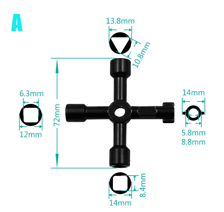 7 стилей ключ сплав перекрестный переключатель универсальный квадратный ключ инструмент для лифта Электрический шкаф коробка шкаф мини инструмент - Цвет: A