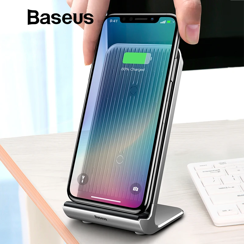 Baseus Air-cooling Wireless Charger 10W For iPhone X Xs Max XR Vertical Desktop Wireless Charging Charger For Samsung Note 9 S9