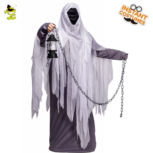 Halloween Men's Ghost Costume Role Play With Hooded Ghost Cosplay