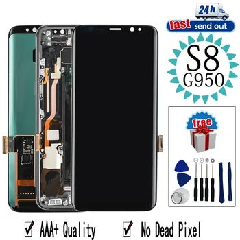 

AMOLED LCD For Samsung S8 G950 LCD Display G950F Touch Screen Tested Digitizer Assembly with Frame