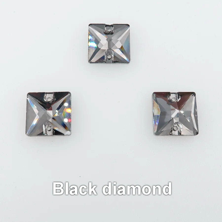 Квадратная форма, плоская задняя часть, с двумя отверстиями, стеклянный кристалл, 6 размеров, пришитые Стразы, стразы, бисер, свадебная обувь, сумки, сделай сам, отделка - Цвет: A4 Black diamond
