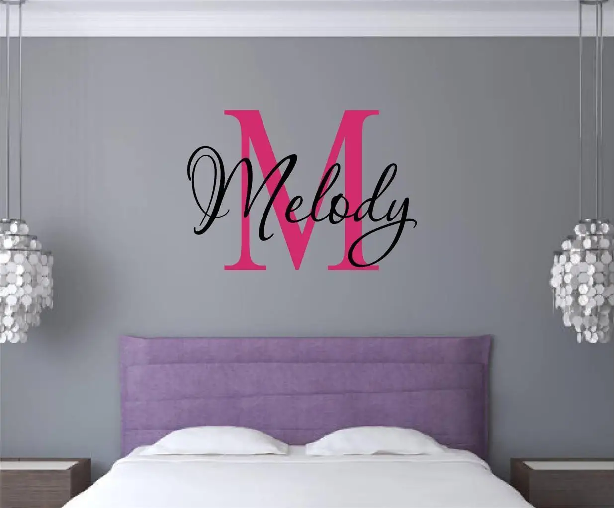 Vinyl Decal Wall Sticker Art Bedroom Living Room Decor Floral Letter Monogram M