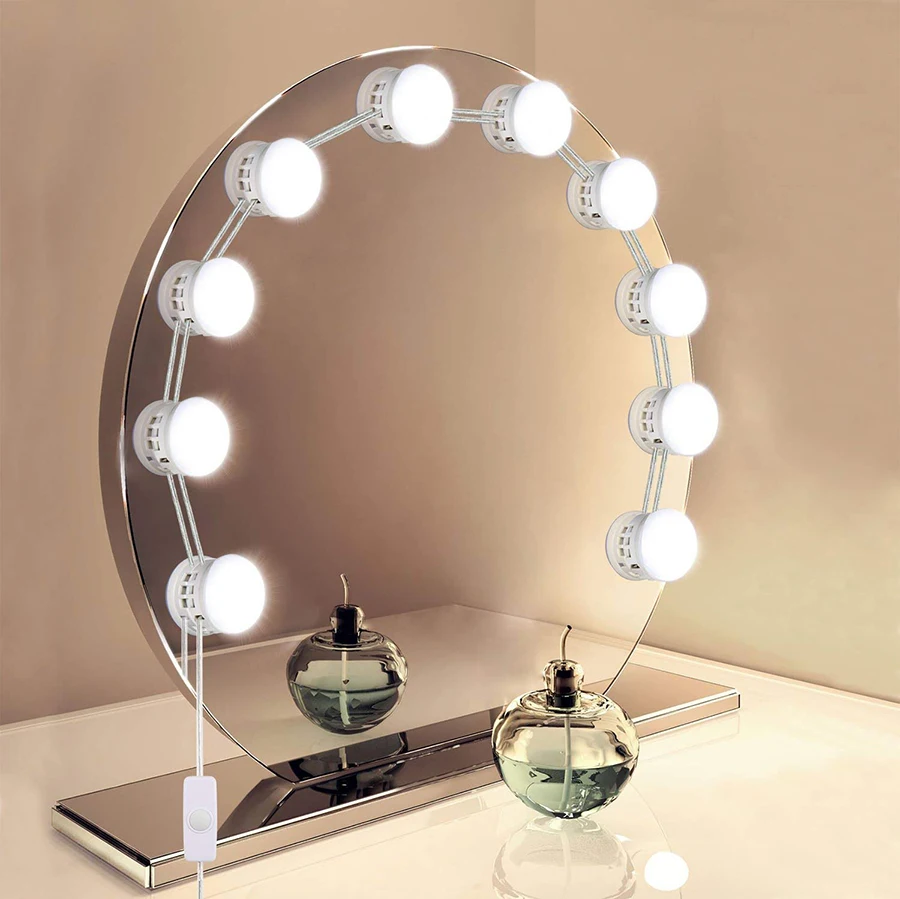 Питаемые через USB порт Голливуд косметическое зеркало для макияжа светодиодный светильник лампы комплект 5 уровня регулировки скорости Яркость Make Up светильник для туалетного столика
