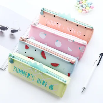 

1pcs 1666 creative simple pencil case student fruit pencil bag stationery bag wholesale stationery for boys and girls
