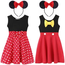 Kids Mickey Minnie Mouse Dress Girl Princess Costume Children Cosplay Mini Mouse Clothing Cartoon Halloween Party Fancy Dresses