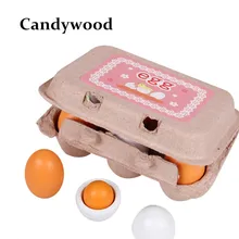 Kids Kitchen toys Wooden Lovely Eggs Box Toy Food Pretend Play House Kitchen Food Toys for Children Baby Girl
