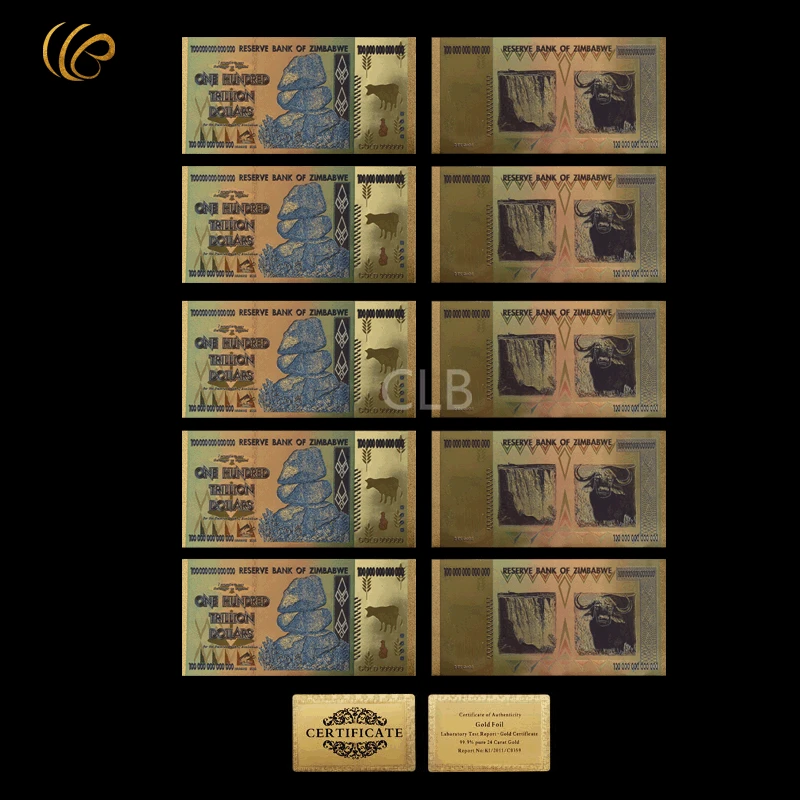 Wr Colorful Zimbabwe 100 Trillion Dollar Gold Plated Banknote Wr Colorful Zimbabwe 100 Trillion Dollar Gold Plated Banknote Collection Replica Money With Cerfiticate Card For Christmas Gifts In Banknotes From Home