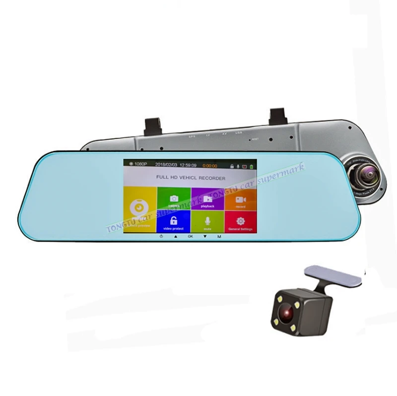 

5" Touch Screen Car DVR Camera Starlight Night Vision Dual Lens Rear View Mirror DVR Auto Dash Cam 1080P Video Recorder