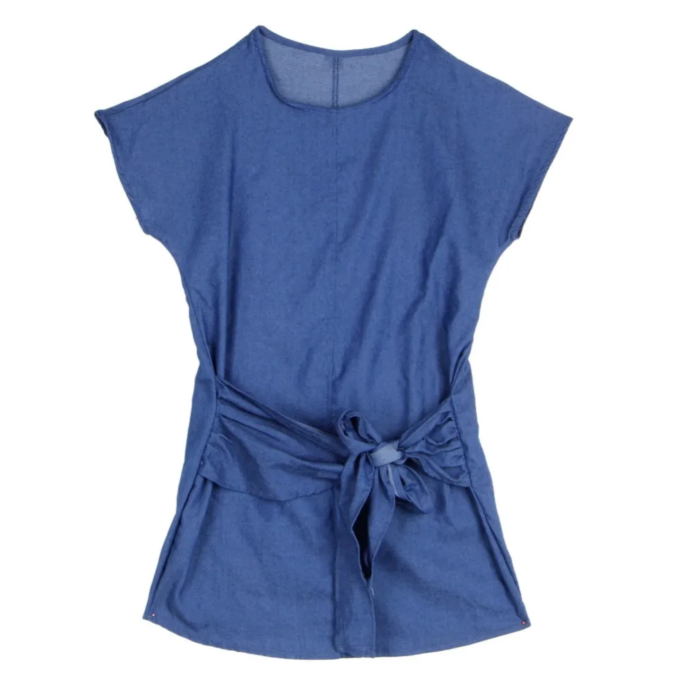 Summer Fashion Womens Short Sleeve Jeans Long T shirt Casual Denim Mini Dress