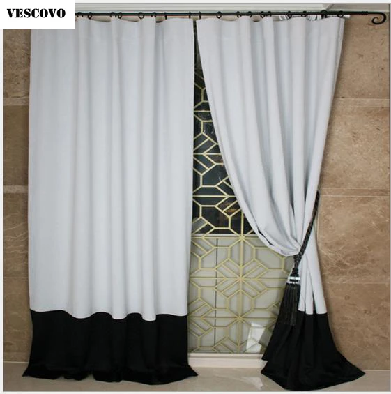 Vescovo 新白黒カーテンリビングルーム遮光カーテン寝室 Curtains Aliexpress