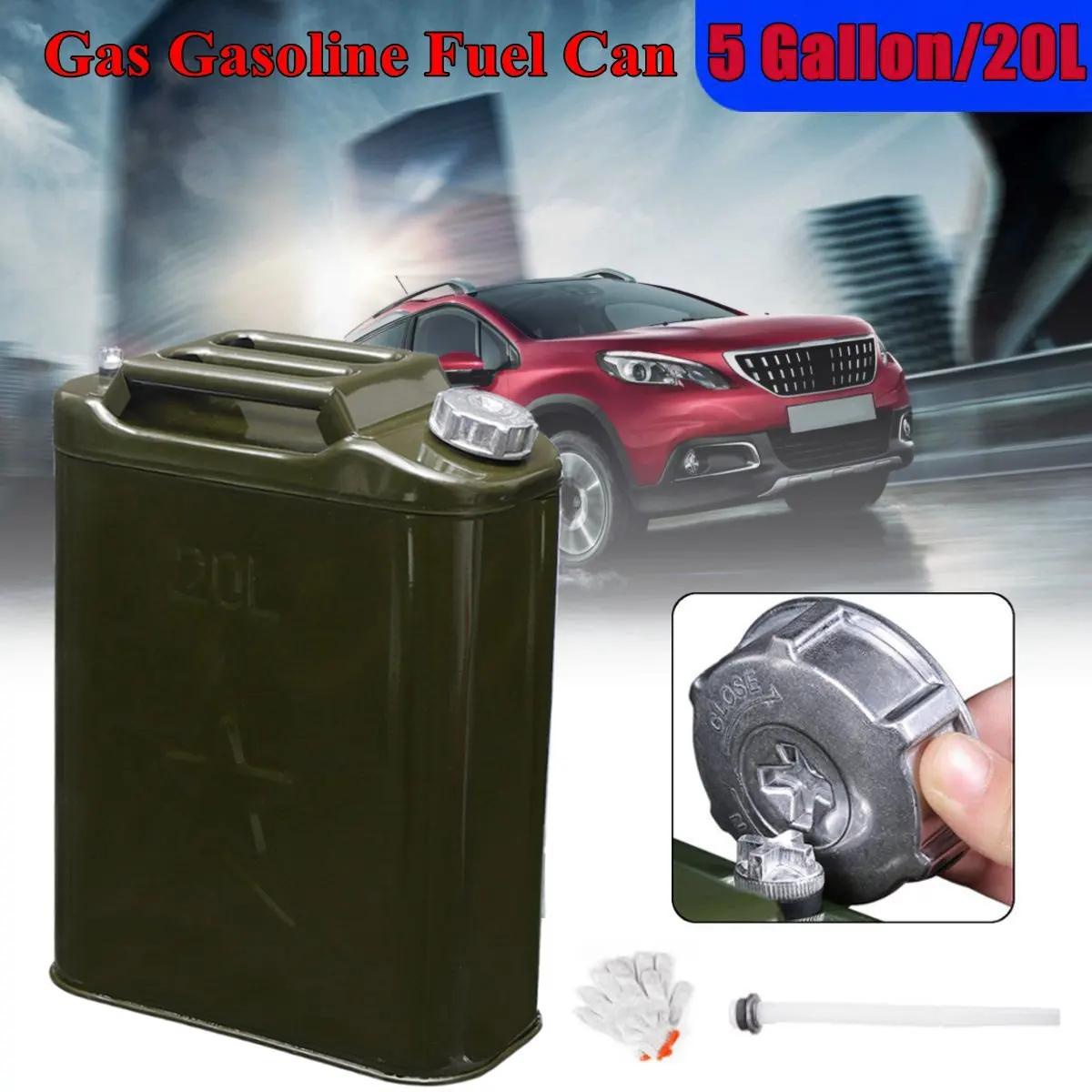 

5 Gallon 20L Gasoline Fuel Tank Can Metal Iron Alloy Oil Drum Portable Petrol Barrel Car SUV Motorcycle Gasoline Can Tank