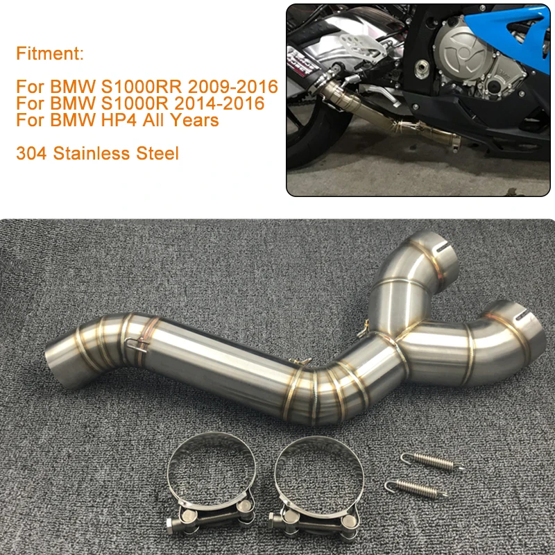 

For BMW S1000RR 2009-2016 S1000R 2014-2016 HP4 Motorcycle Exhaust Middle Pipe Muffler Modified 304 Stainless Steel S1000 RR
