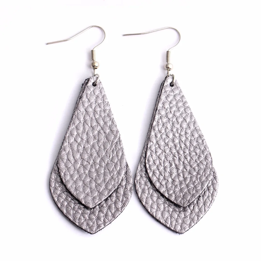 Bohemian PU Leather Long Drop Earrings For Women Trendy Statement Multi Layer Water Drop Earring oorbellen Jewelry Shellhard