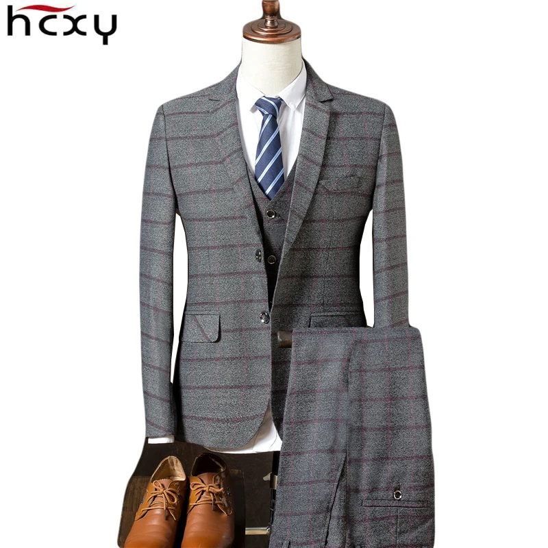 2017 autumn Mens blazer Suit Jacket 3 pieces Set (Coat + vest + pants