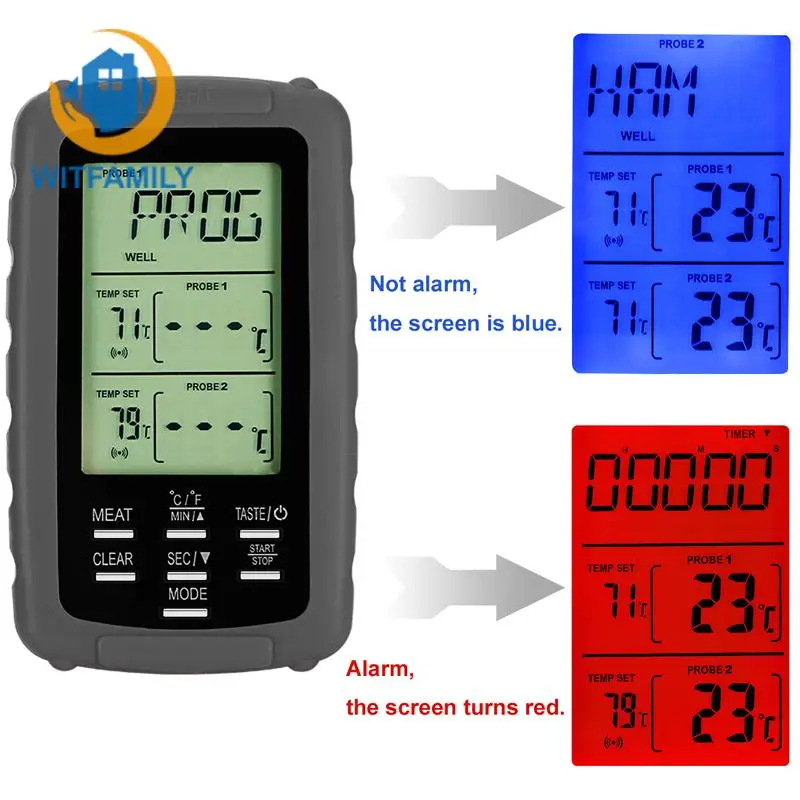 

Probe For Kitchen Barbecue Oven Food Surveillance Within 70m Wireless Remote Digital Cooking Meat Thermometer With Dual