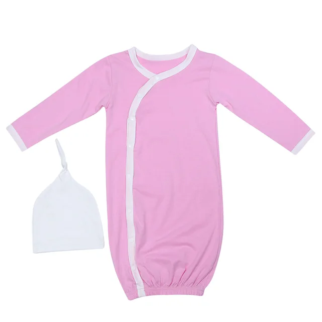 Newborn Baby Sleep Gowns Solid Color Long Sleeve Toddler Sleeper Gowns