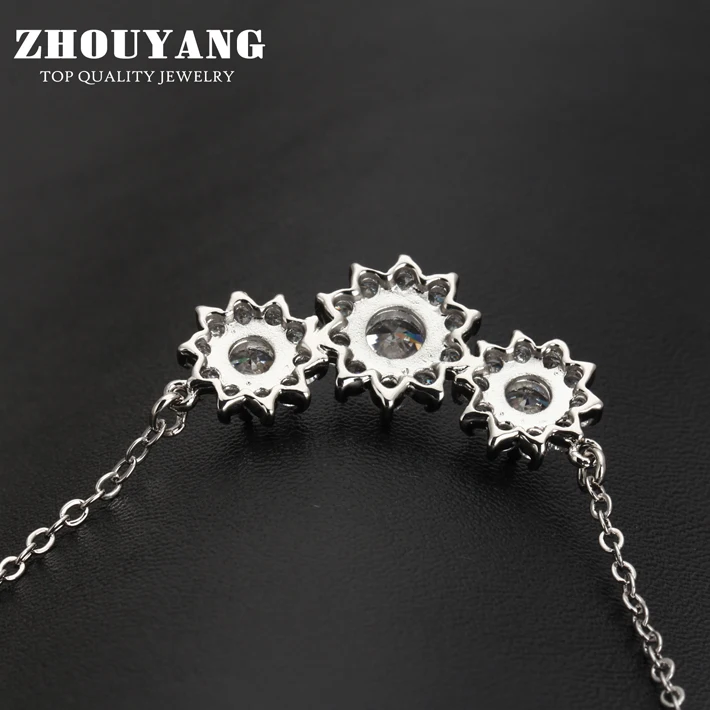 ZHOUYANG ZYN398 Sun Flower CZ Silver Color Fashion Pendant Necklace Jewelry Made with Austria Crystal Wholesale