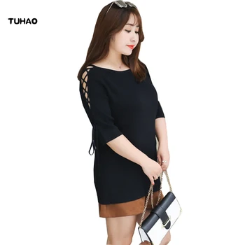 

TUHAO 2018 Autumn Female Knit Sweatershirt Hollow Out Sweatershirt Plus Size 3XL Sweatershirt for Women XXXL Tops XCZY