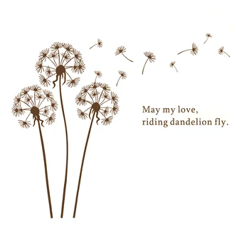 

Sale brown dandelion large wall stickers diy art vinilos paredes decals modern removable pvc sticker for home decoration