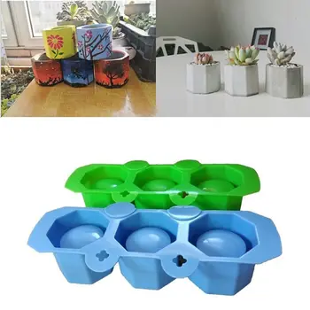 

ANGELADY 1PC Silicone Mold Geometric Polygonal Concrete Flower Pot Vase Cup Silicone Moulds Random Color