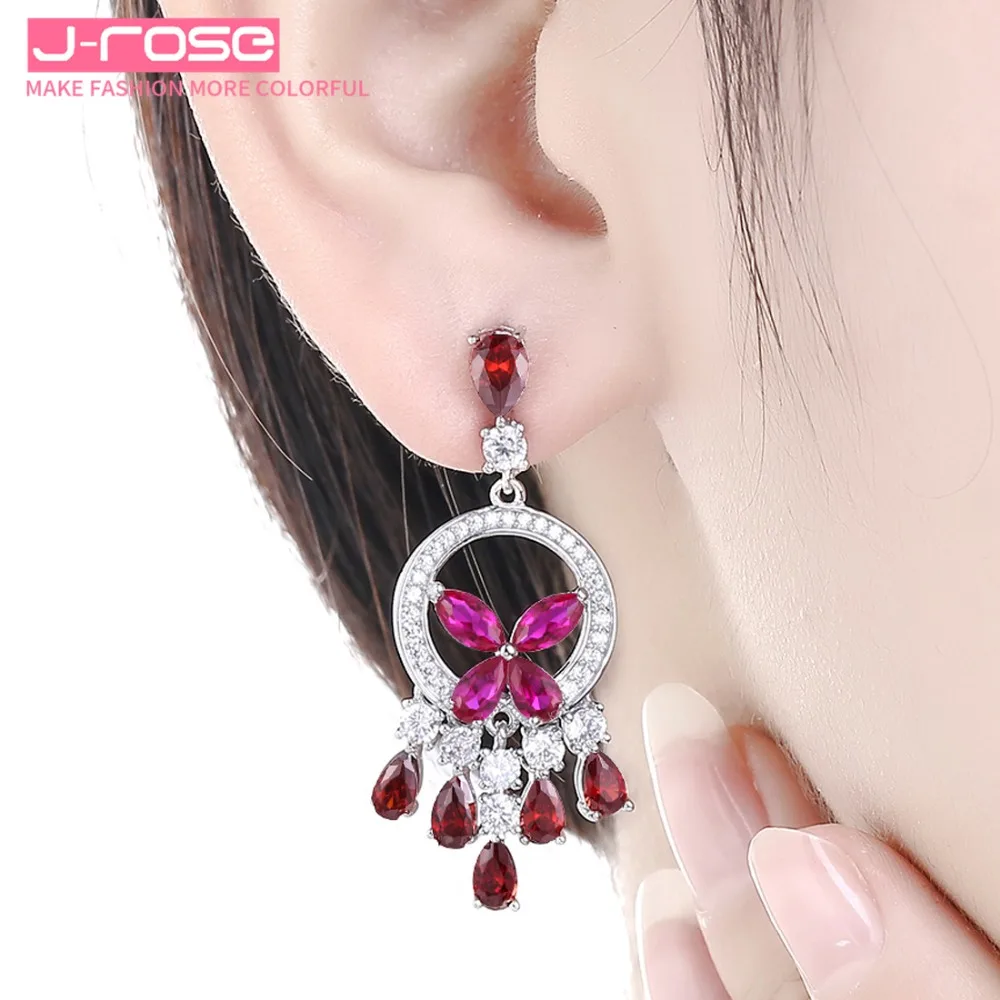  . Jrose 6.7ct classique poire coupe boucles d'oreilles 100% véritable 925 bijoux en argent Sterling