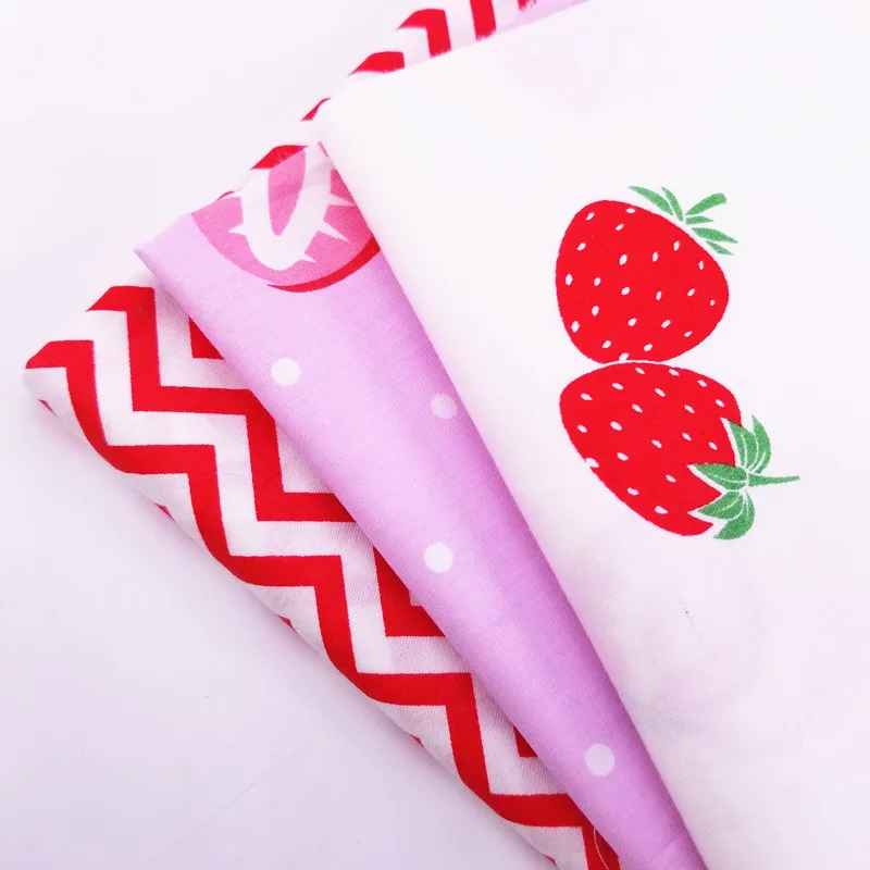 

New Arrival Printed Cotton Twill DIY Sewing Fabric Fruit Strawberry/Stripe Printed Cotton Manual Quilting Material For Child&Kid